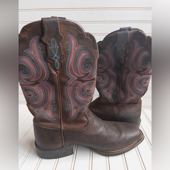justin stampede leather boots! - Picture 1 of 5